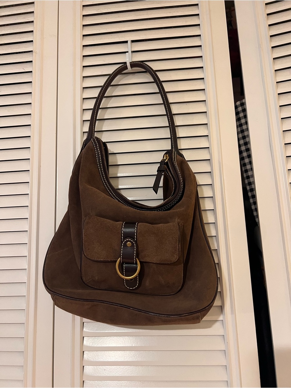 Lauren Ralph Lauren Brown Suede Hobo Shoulder Bag